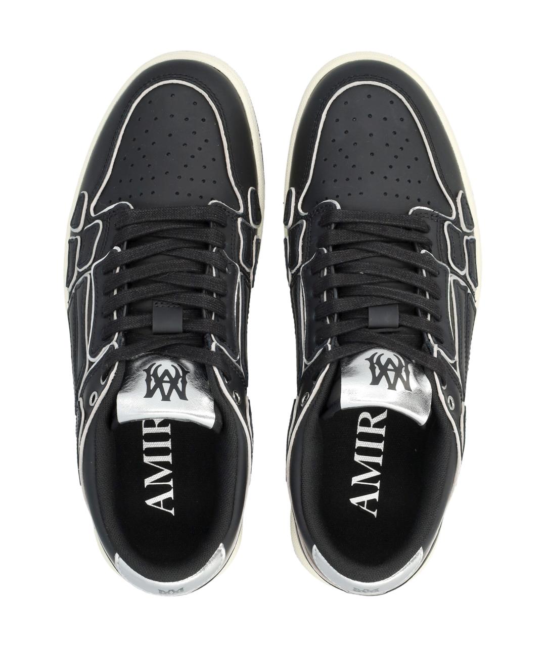 AMIRI Черные кожаные низкие кроссовки / кеды, фото 2