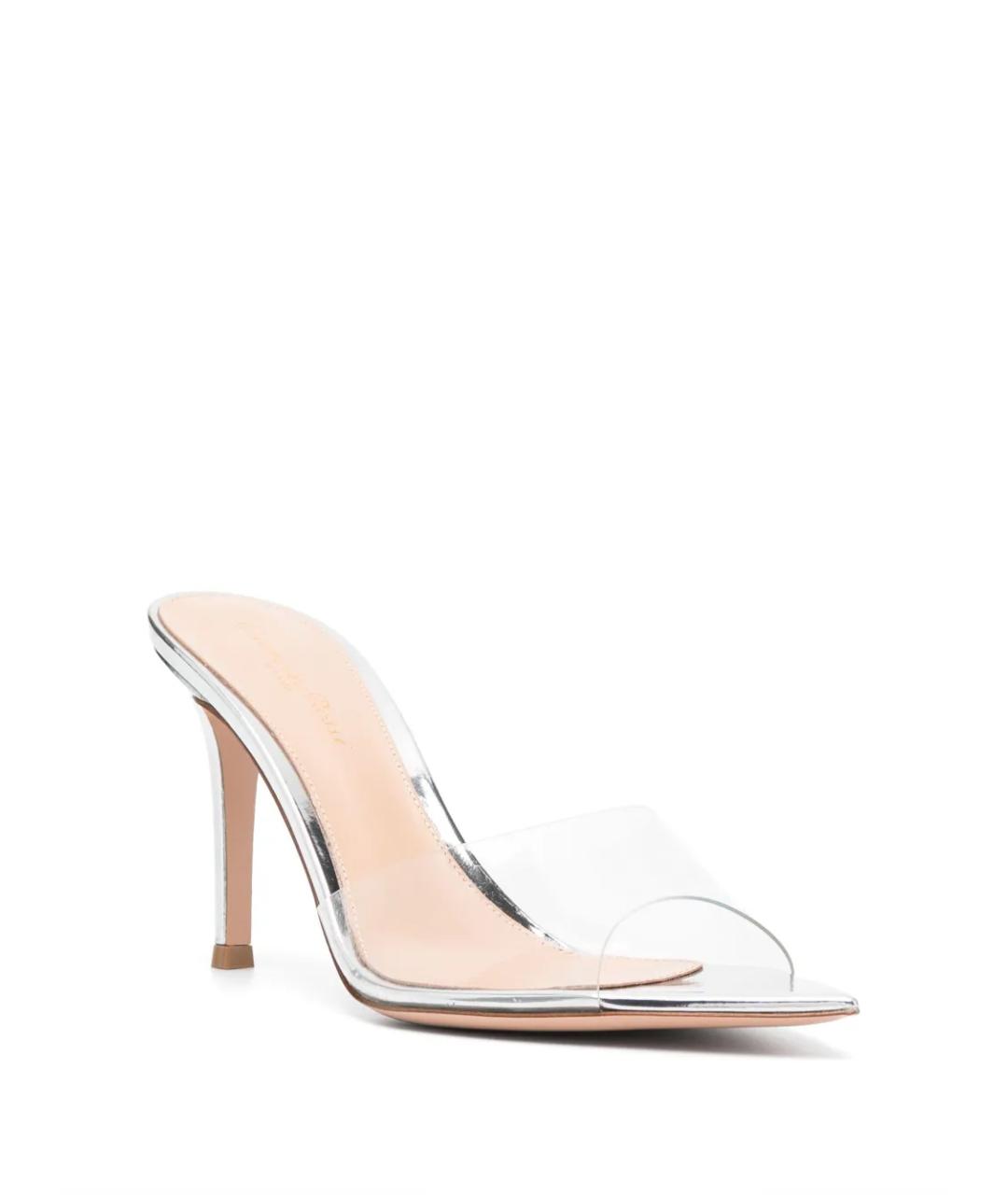 GIANVITO ROSSI Серебряные кожаные мюли, фото 2