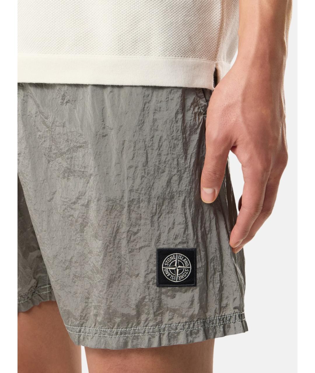 STONE ISLAND Серые полиамидовые шорты, фото 3