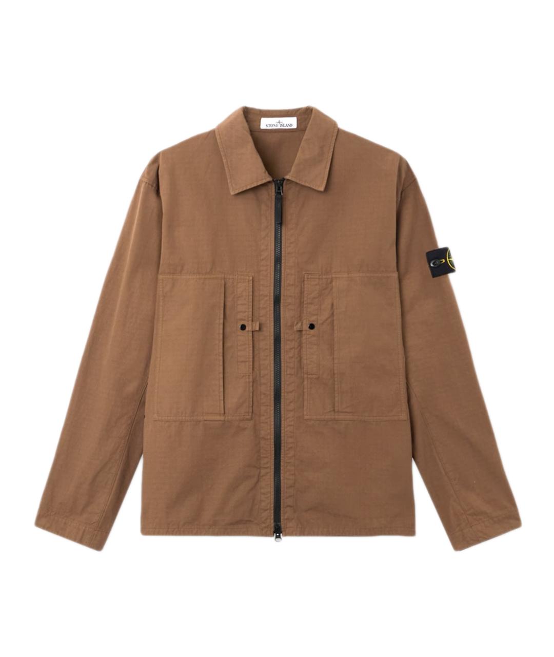 STONE ISLAND Коричневая хлопковая куртка, фото 1