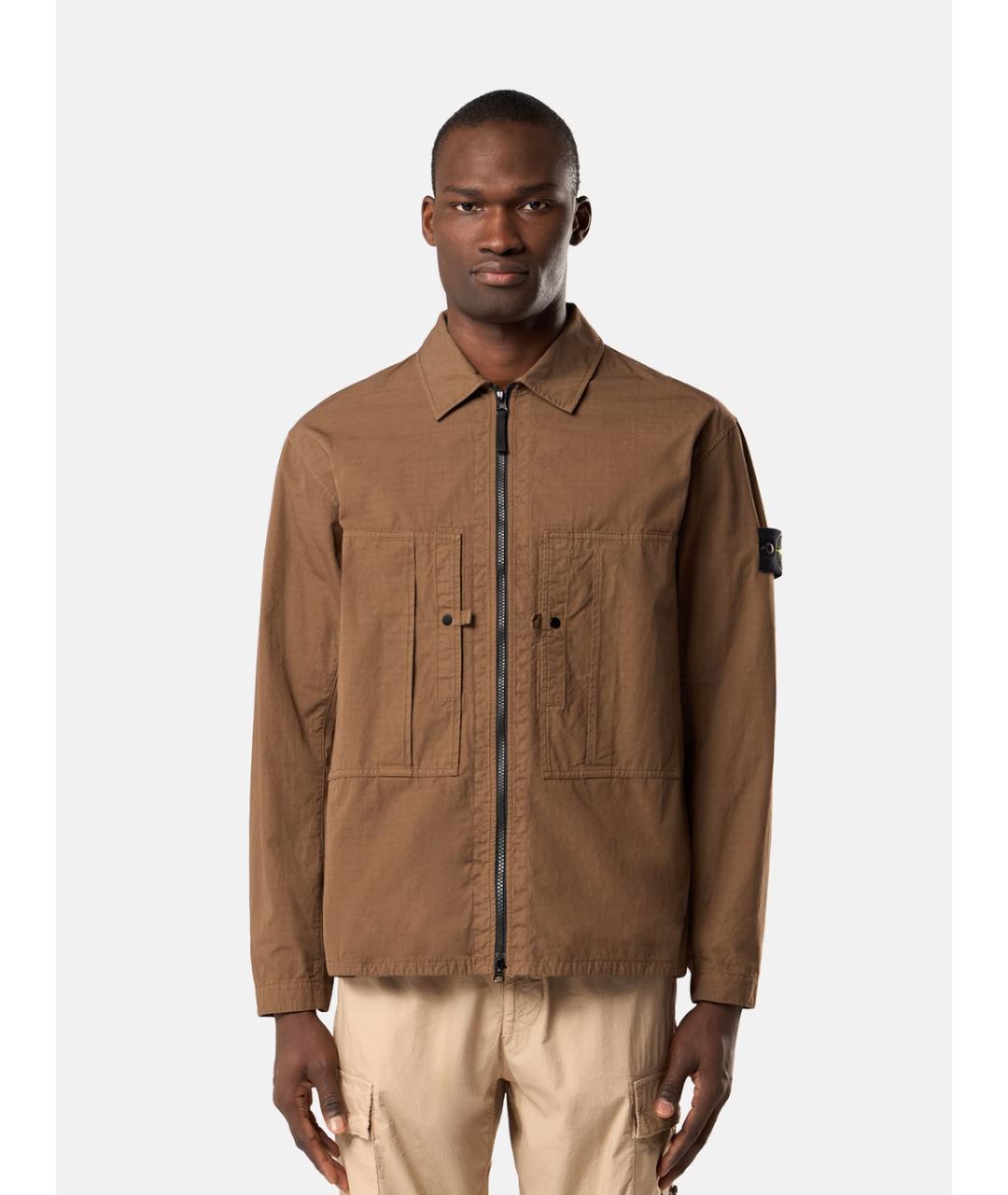 STONE ISLAND Коричневая хлопковая куртка, фото 2