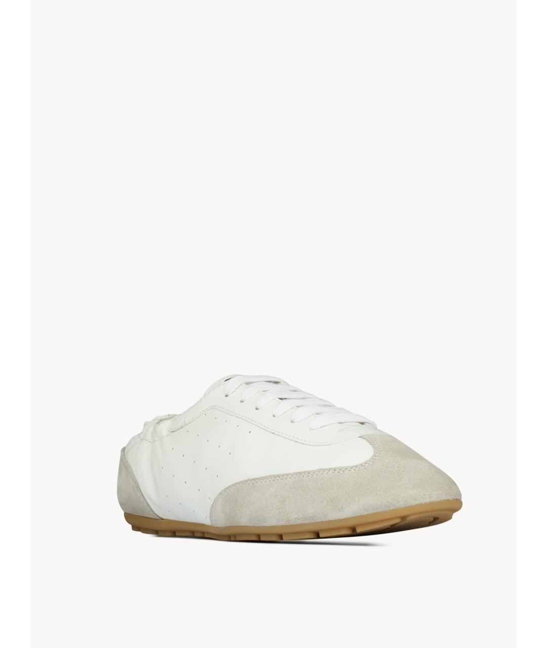 SAINT LAURENT Белые кожаные низкие кроссовки / кеды, фото 3