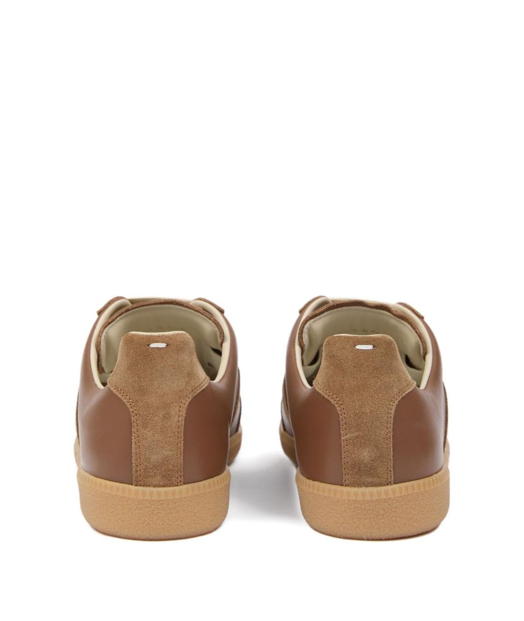 MAISON MARGIELA Коричневые кожаные низкие кроссовки / кеды, фото 3