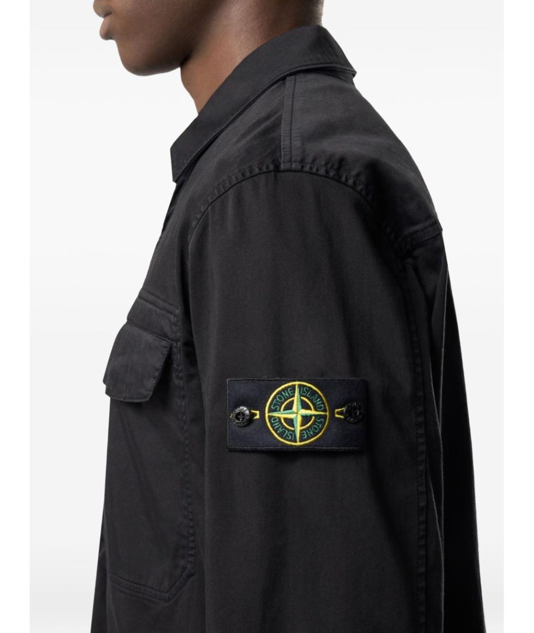STONE ISLAND Черная хлопковая куртка, фото 3
