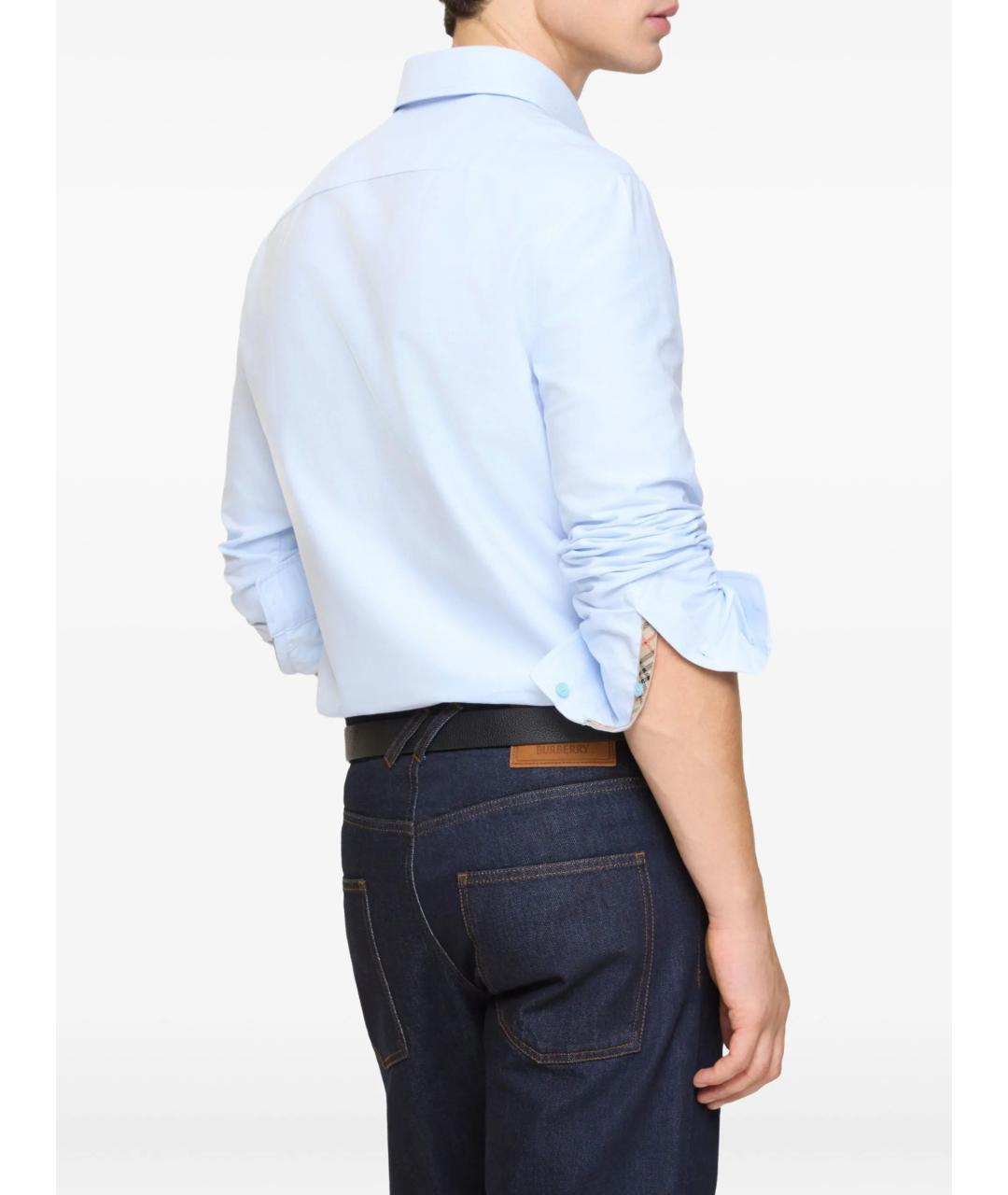 BURBERRY Голубая хлопковая кэжуал рубашка, фото 3