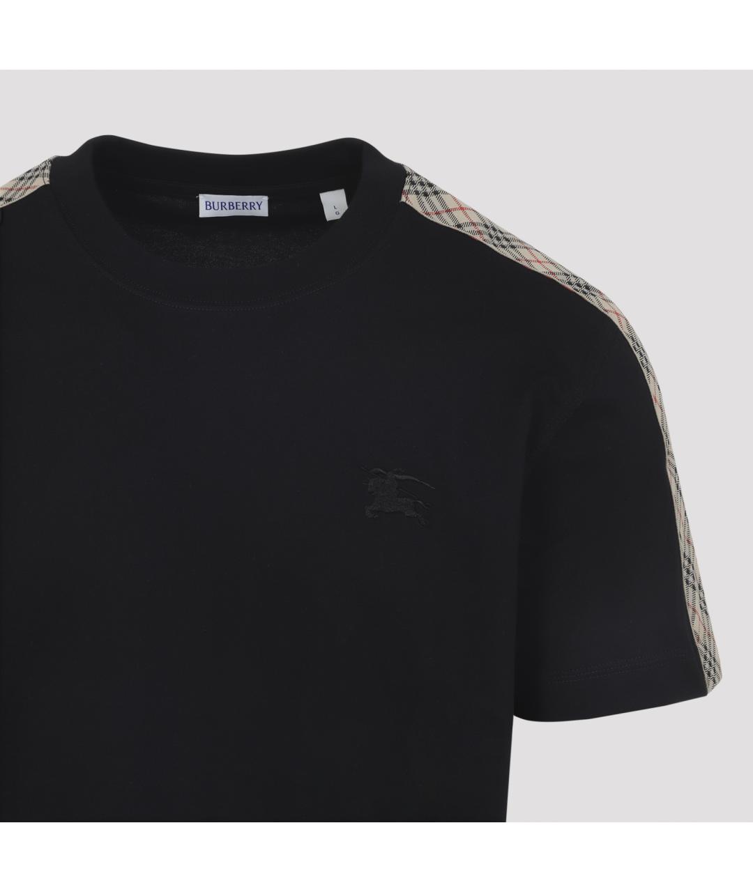 BURBERRY Черная хлопковая футболка, фото 3