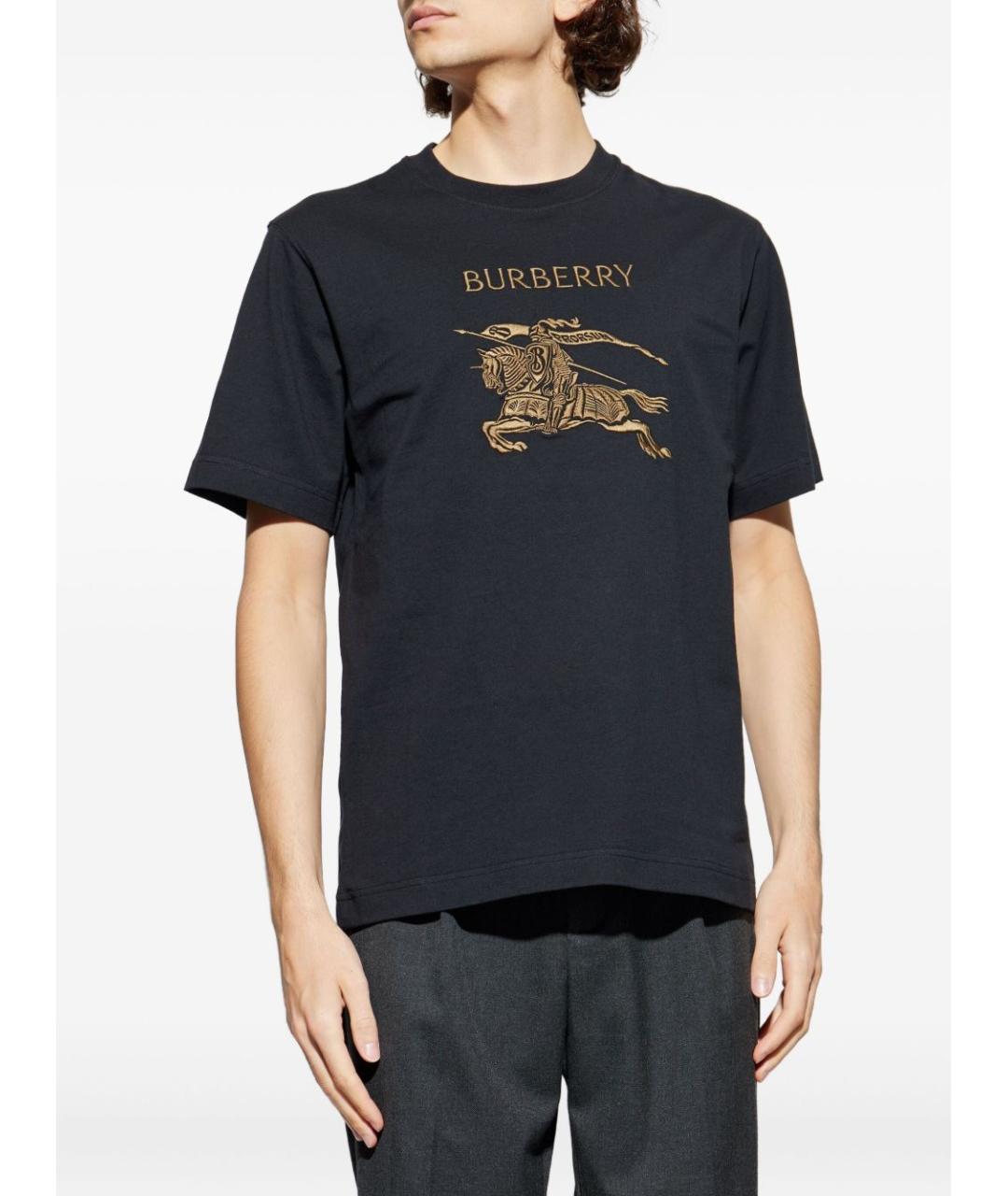 BURBERRY Черная хлопковая футболка, фото 3