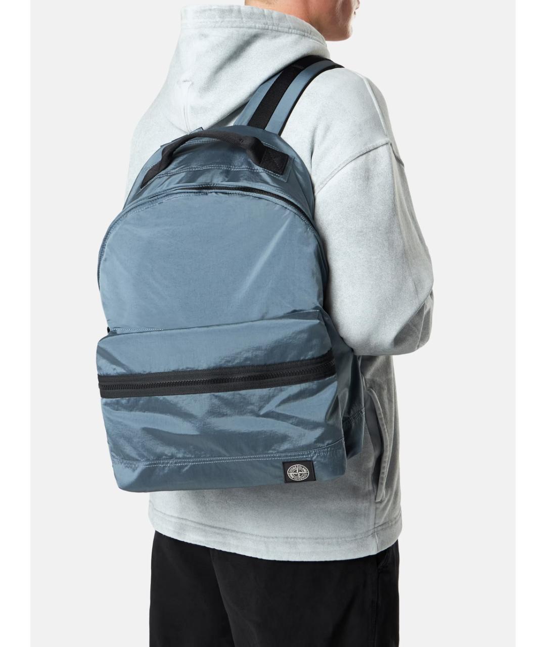 STONE ISLAND Голубой тканевый рюкзак, фото 2