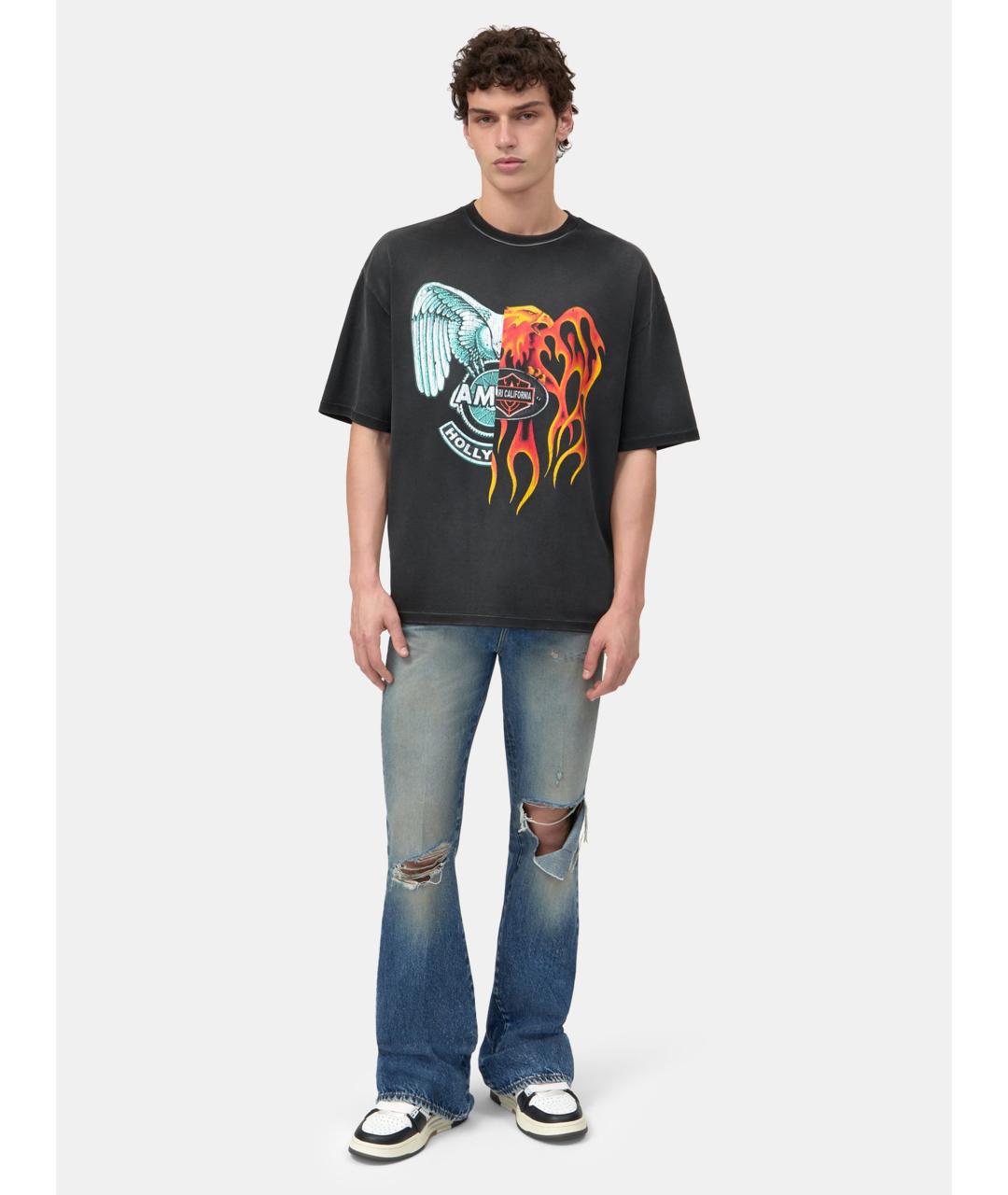 AMIRI Черная хлопковая футболка, фото 2