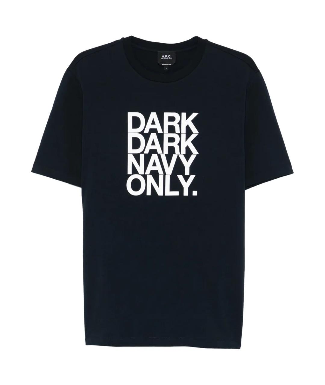 A.P.C. Темно-синяя хлопковая футболка, фото 1