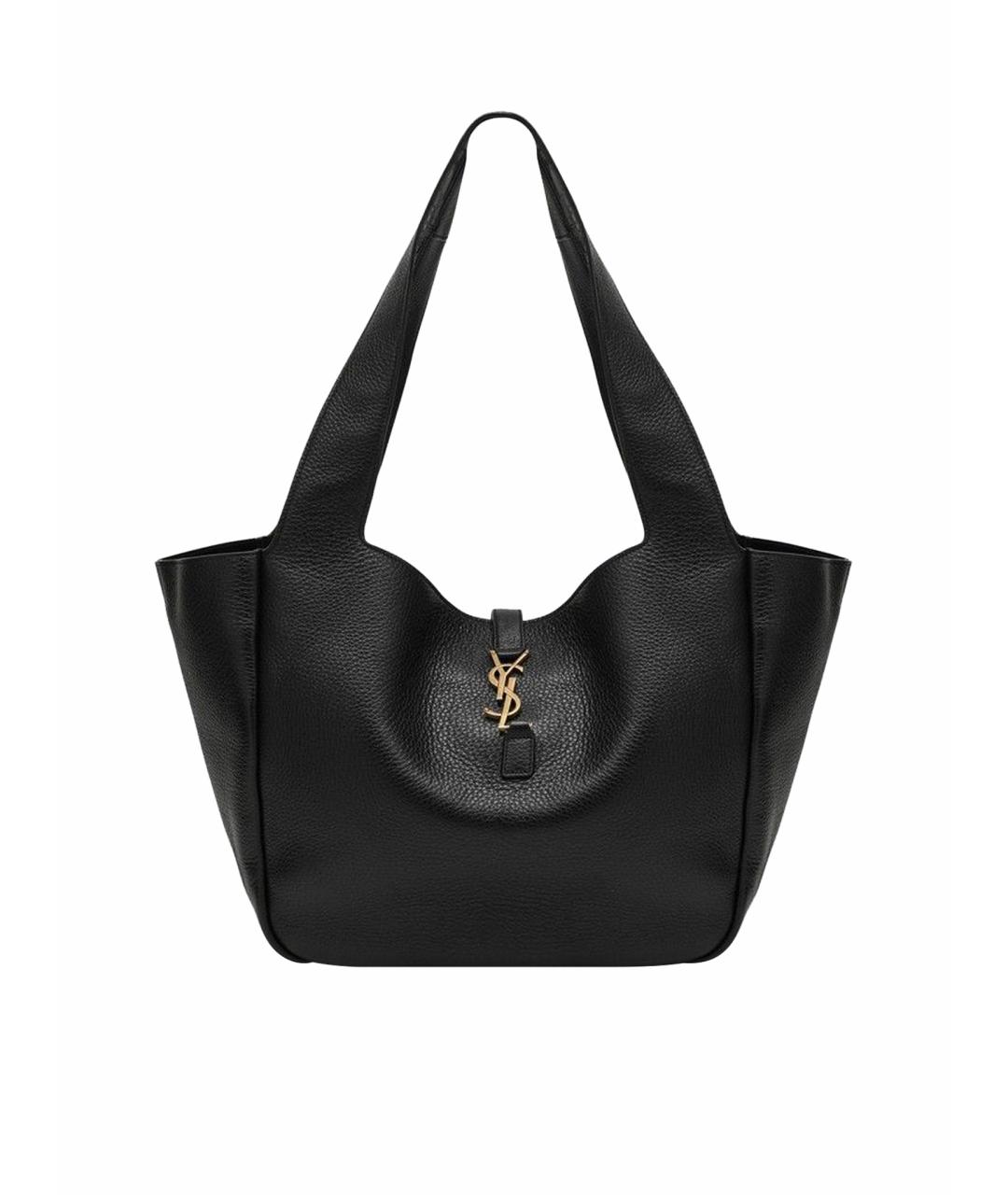 SAINT LAURENT Черная кожаная сумка тоут, фото 1