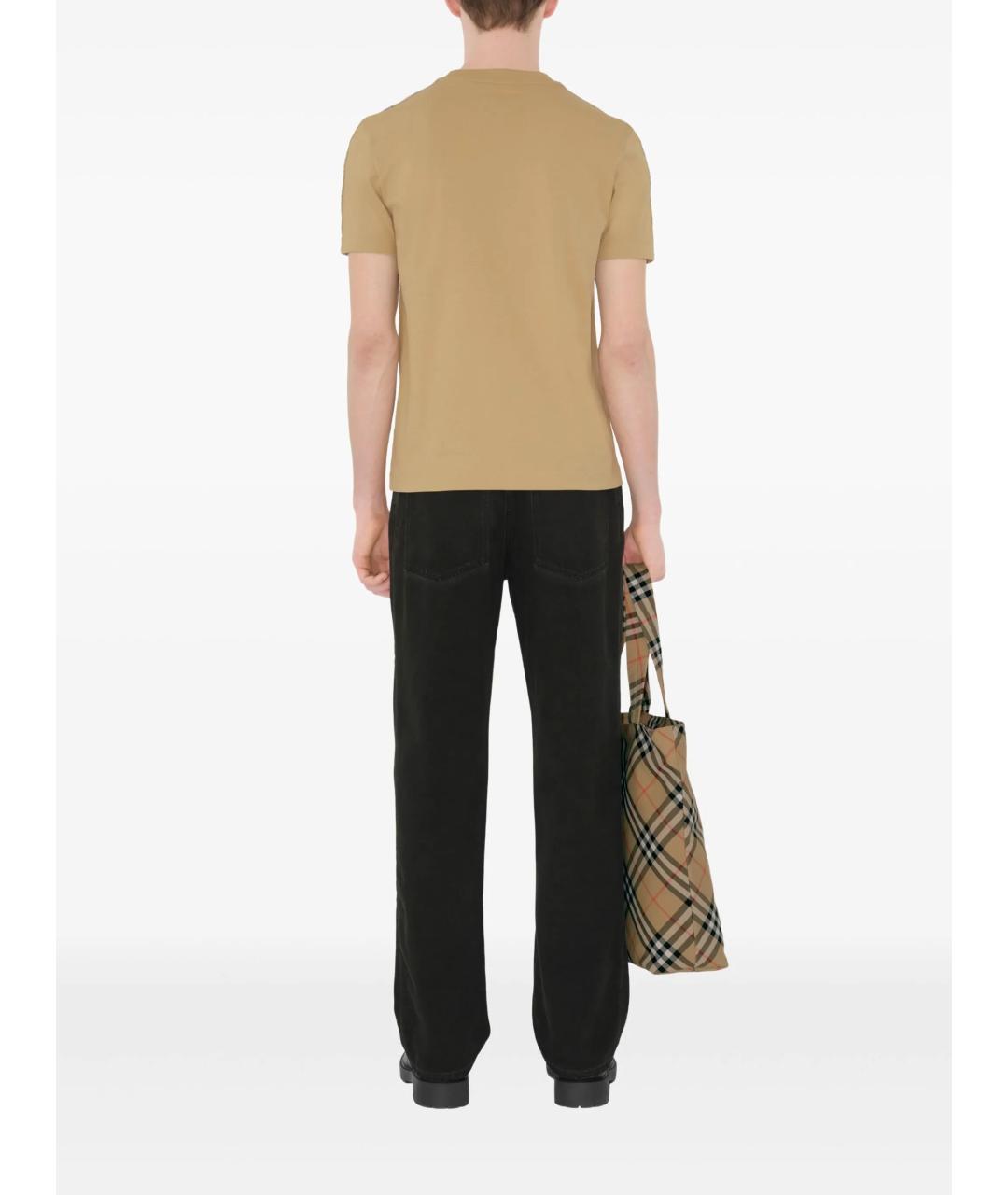 BURBERRY Бежевая хлопковая футболка, фото 4