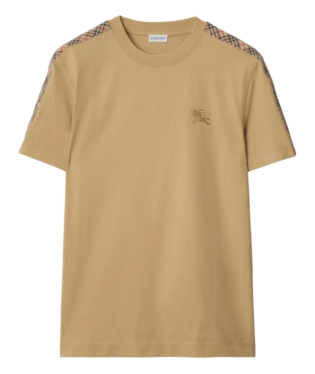 BURBERRY Бежевая хлопковая футболка, фото 1