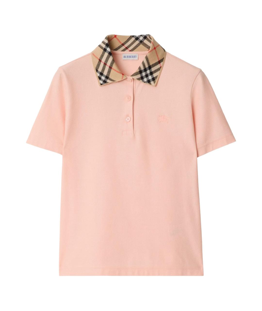 BURBERRY Розовая хлопковая футболка, фото 1