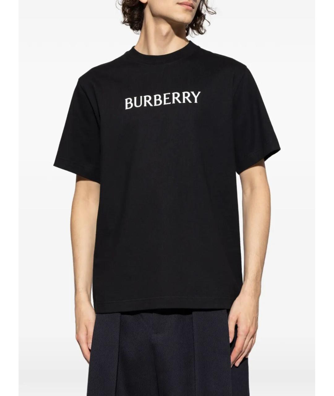 BURBERRY Черная хлопковая футболка, фото 3