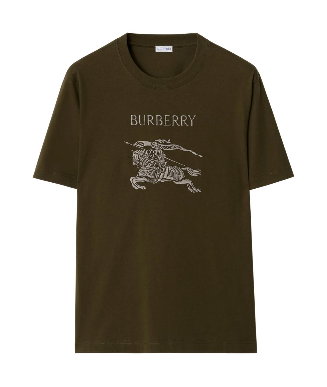 BURBERRY Хаки хлопковая футболка, фото 1