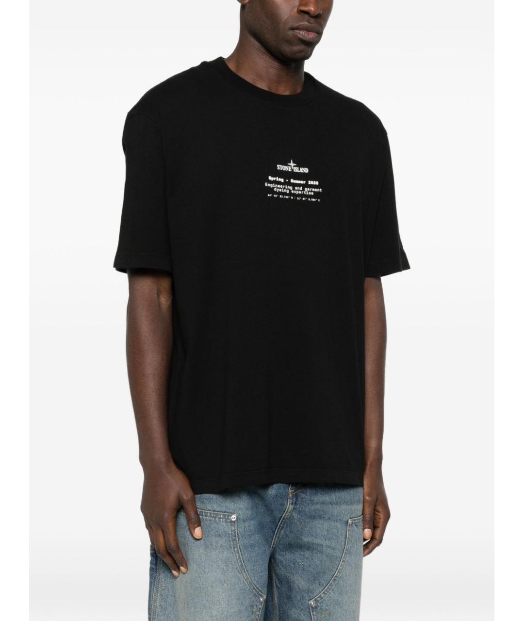 STONE ISLAND Черная хлопковая футболка, фото 3