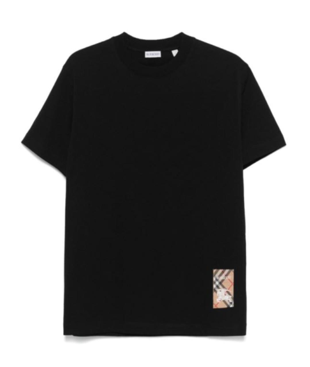 BURBERRY Черная хлопковая футболка, фото 5