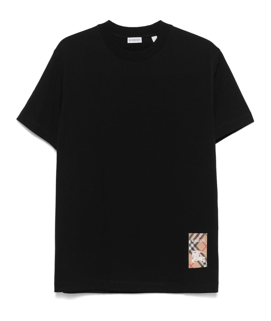 BURBERRY Черная хлопковая футболка, фото 1