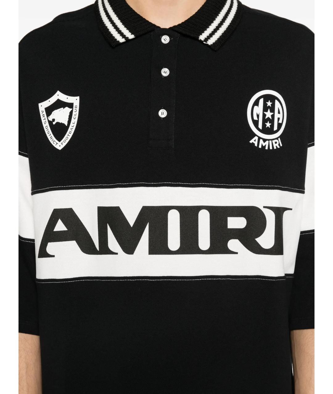 AMIRI Черное хлопковое поло с коротким рукавом, фото 5