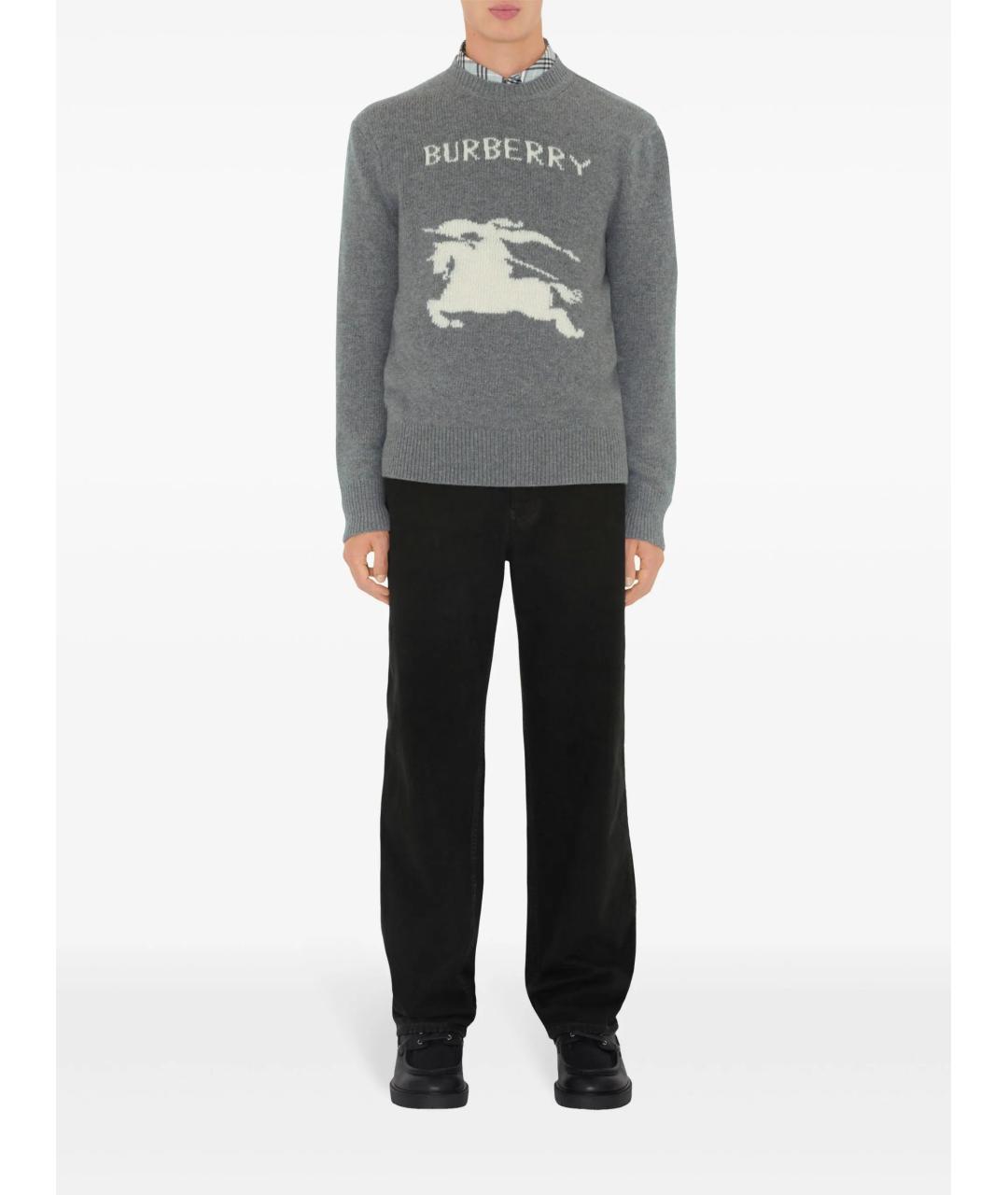 BURBERRY Серый шерстяной джемпер / свитер, фото 2