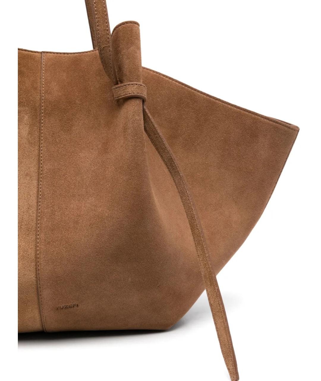 YUZEFI Коричневая замшевая сумка тоут, фото 3