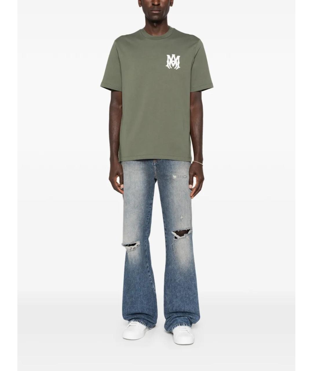 AMIRI Зеленая хлопковая футболка, фото 2