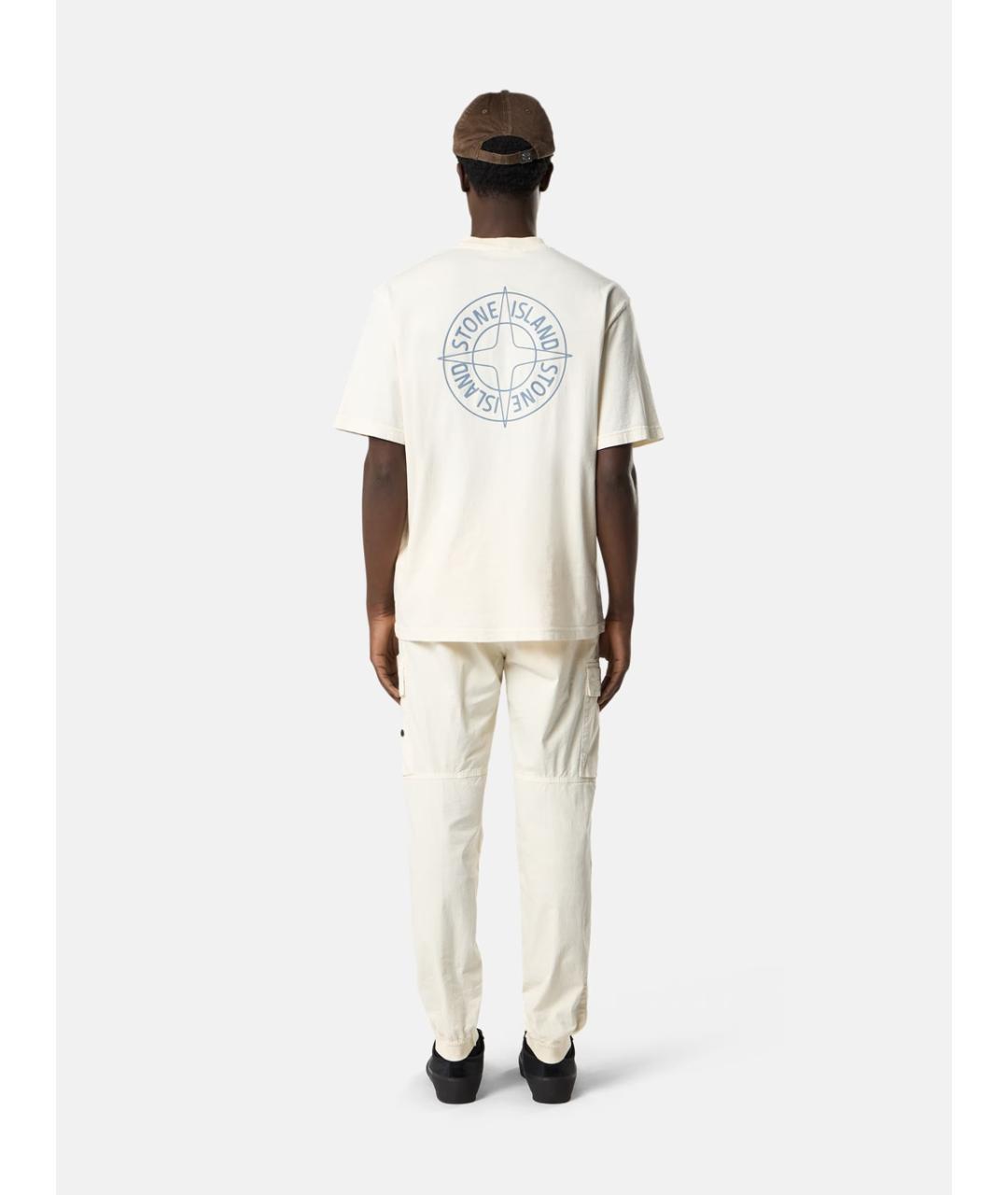 STONE ISLAND Белая хлопковая футболка, фото 2