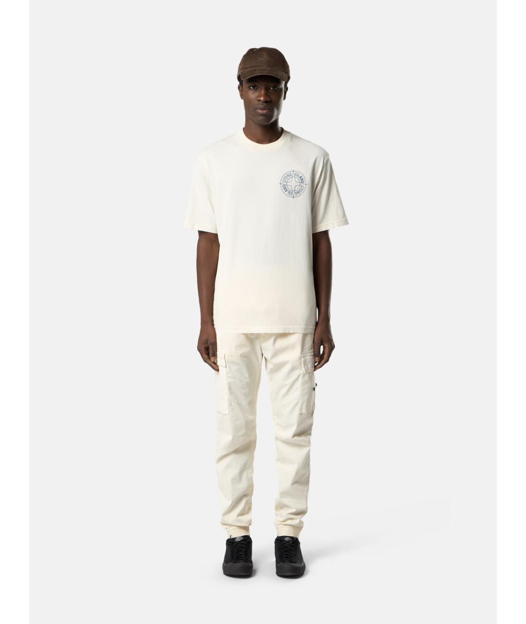 STONE ISLAND Белая хлопковая футболка, фото 4