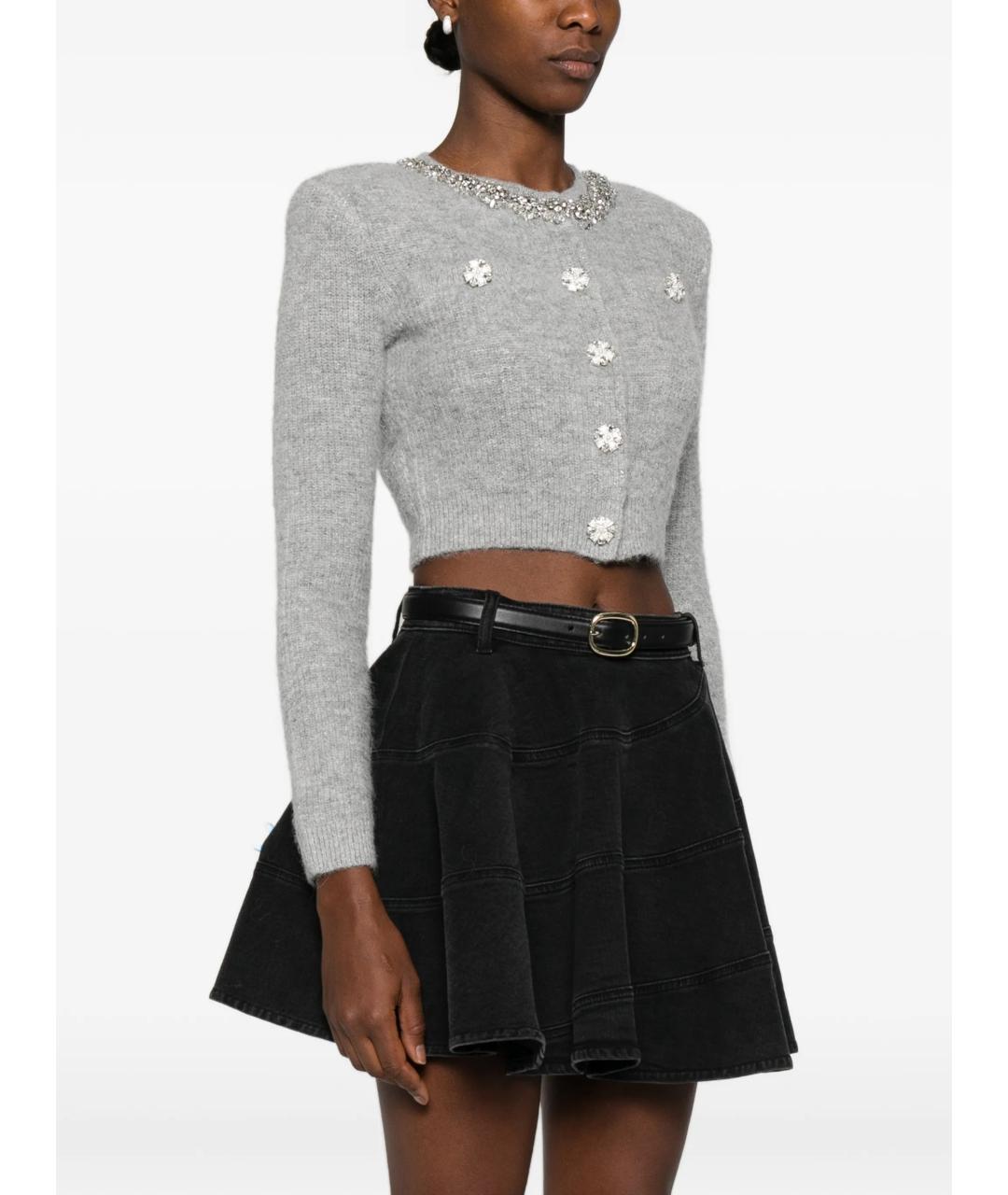 SELF-PORTRAIT Серый шерстяной кардиган, фото 3