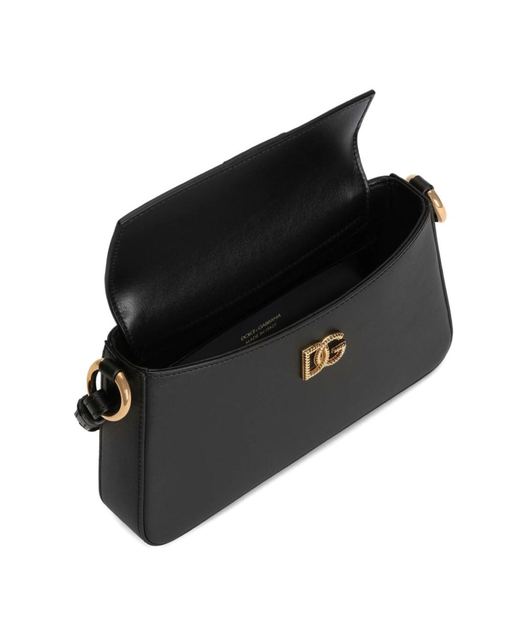 DOLCE&GABBANA Черная кожаная сумка с короткими ручками, фото 5