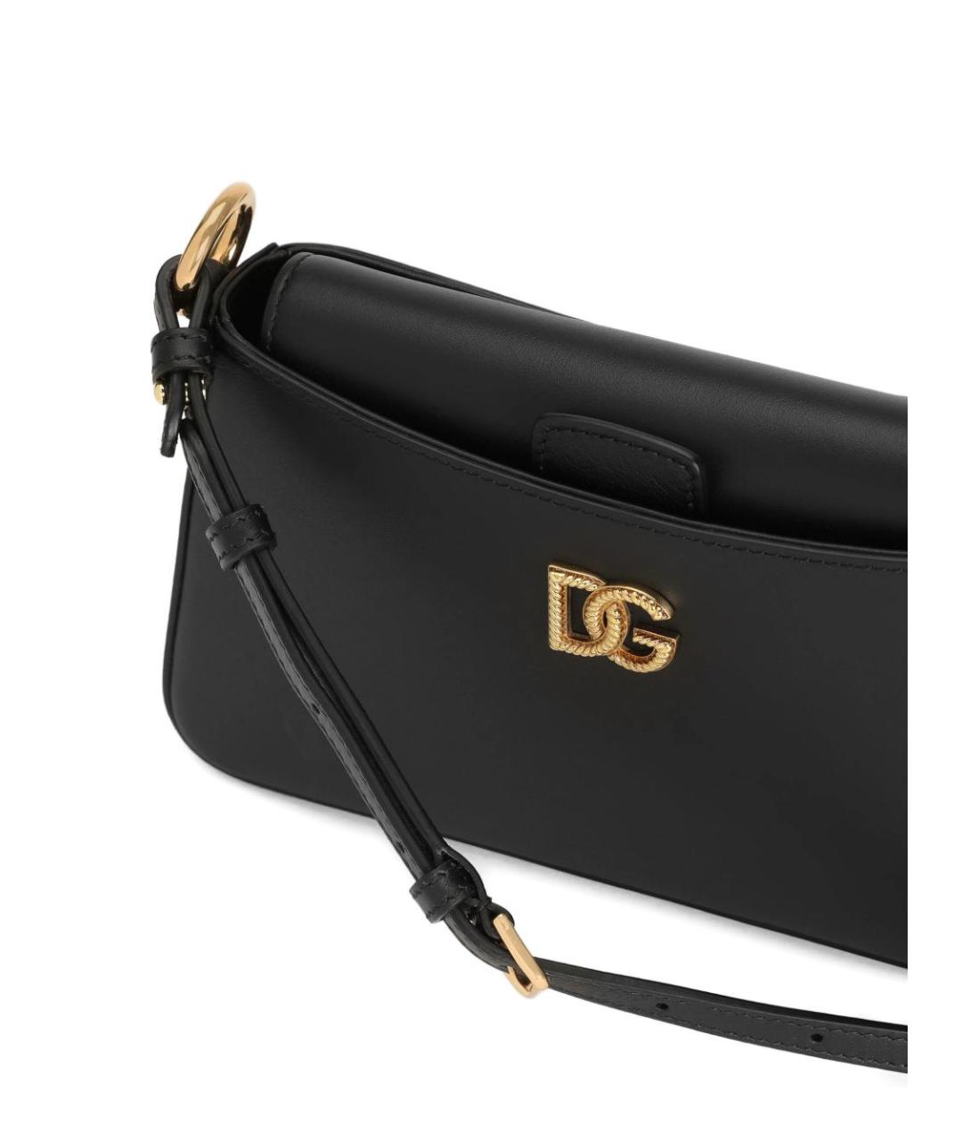 DOLCE&GABBANA Черная кожаная сумка с короткими ручками, фото 4