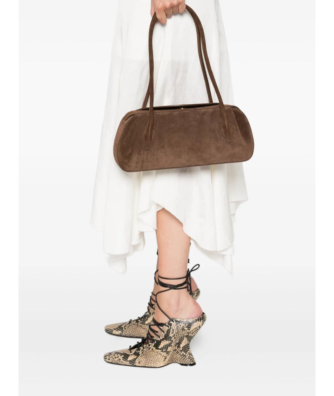 YUZEFI Коричневая замшевая сумка через плечо, фото 2