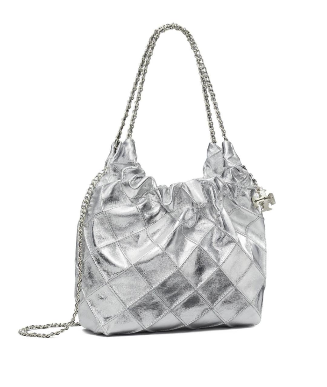 TORY BURCH Серебряная кожаная сумка через плечо, фото 1