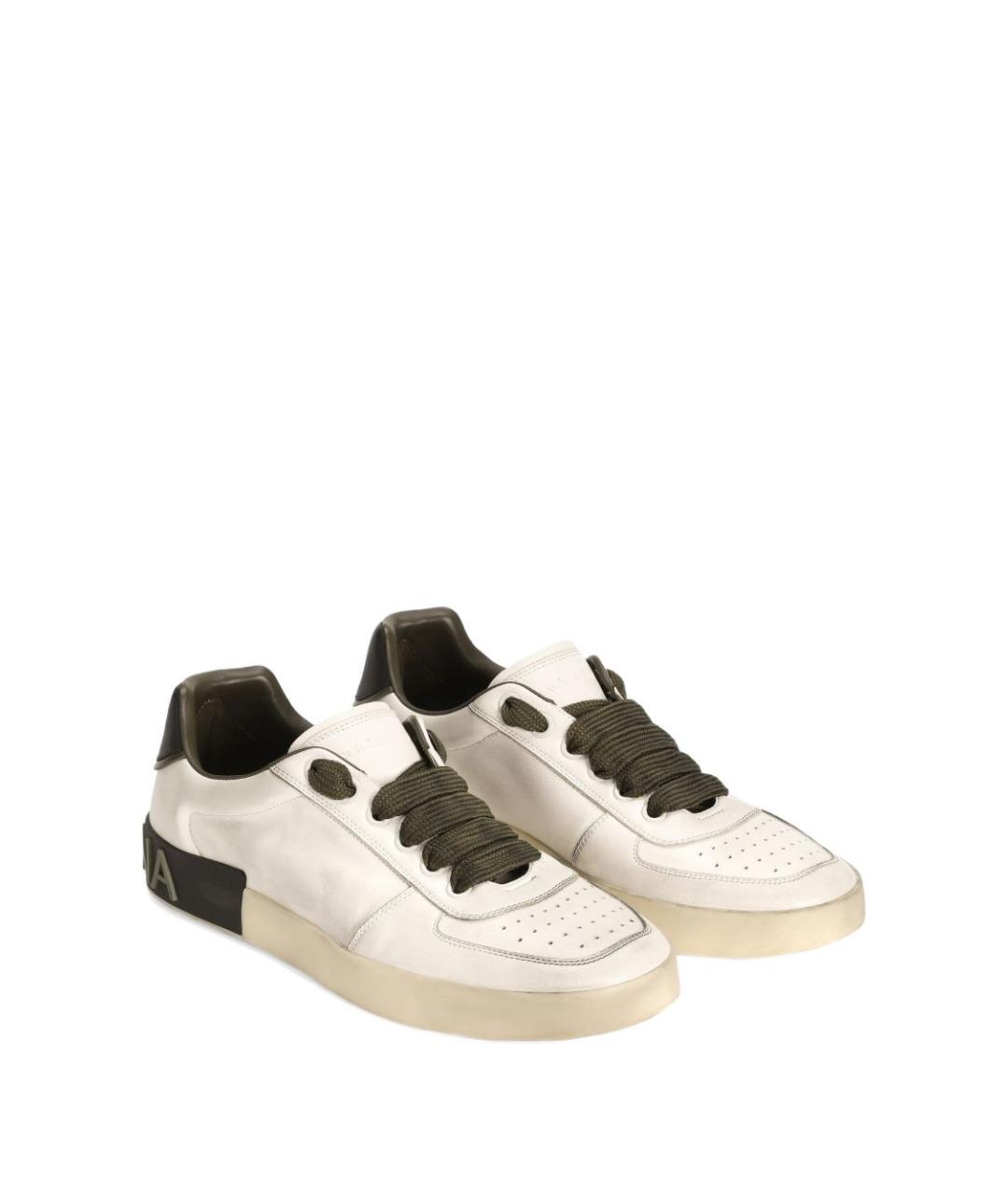 DOLCE&GABBANA Белые кожаные низкие кроссовки / кеды, фото 2