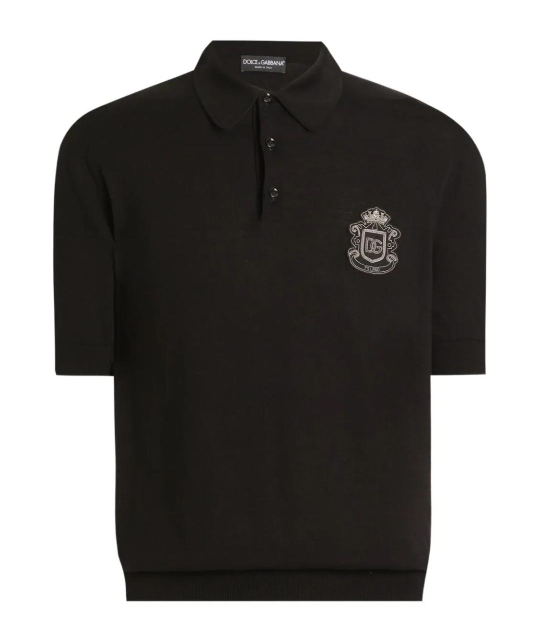 DOLCE&GABBANA Черное хлопковое поло с коротким рукавом, фото 1