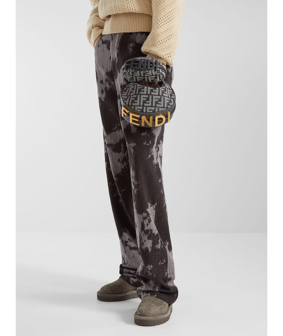 FENDI Синяя тканевая сумка с короткими ручками, фото 3