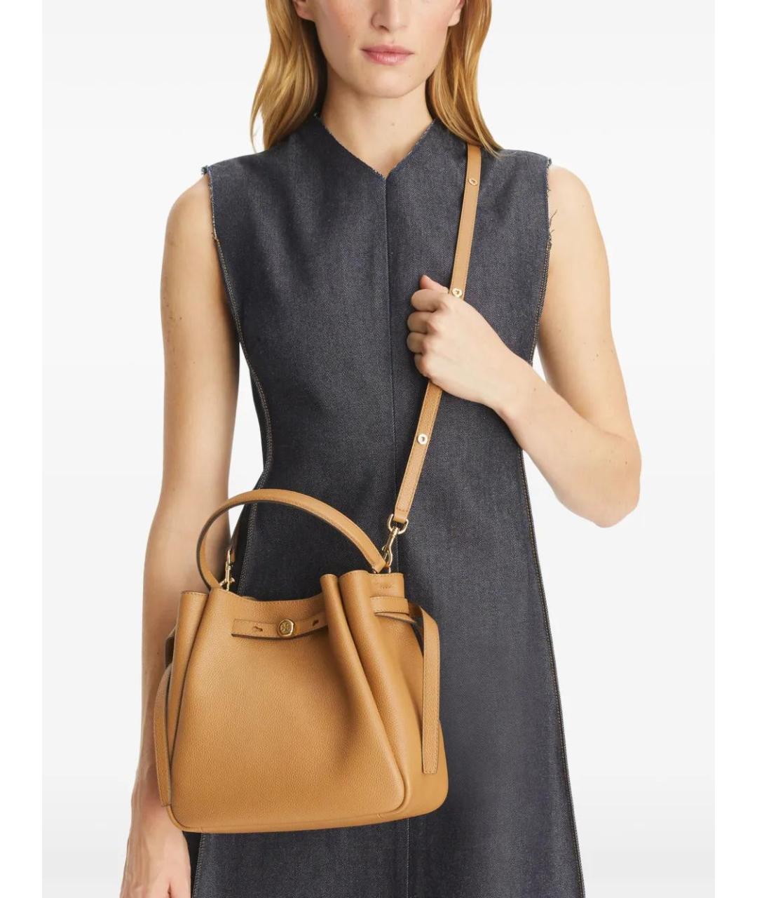 TORY BURCH Бежевая кожаная сумка через плечо, фото 3