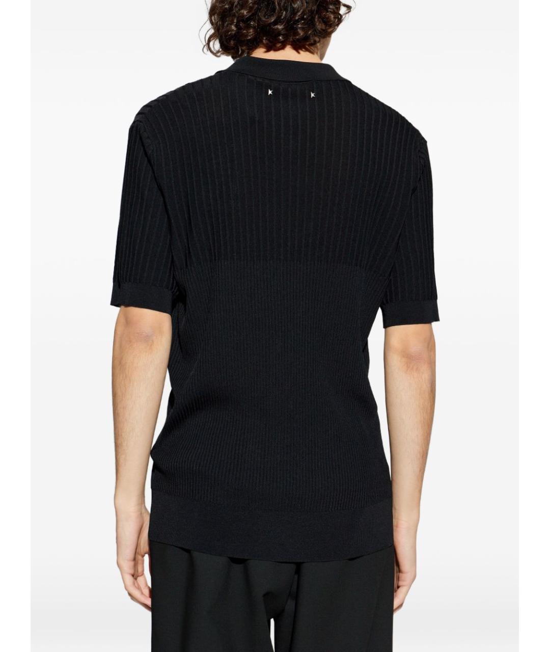 GOLDEN GOOSE DELUXE BRAND Черное вискозное поло с коротким рукавом, фото 4