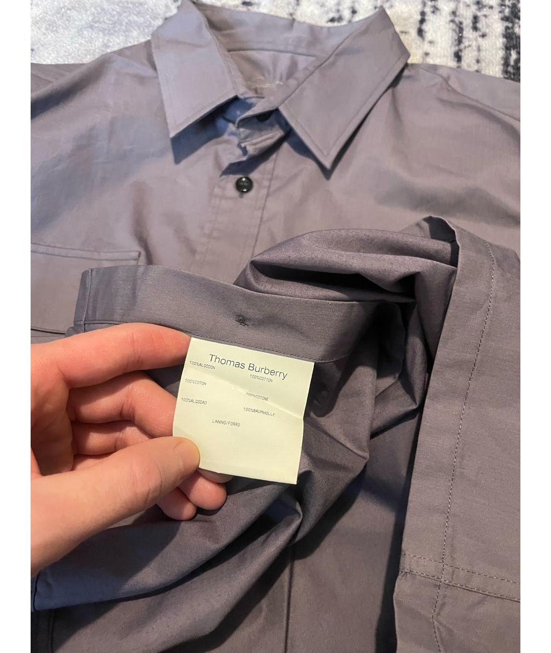 BURBERRY Антрацитовая хлопковая классическая рубашка, фото 7