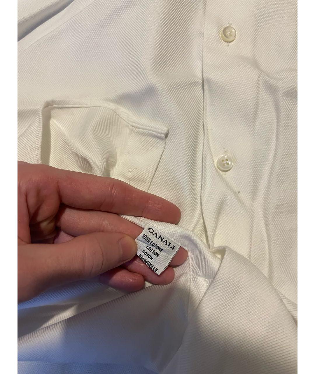 CANALI Белая хлопковая кэжуал рубашка, фото 5