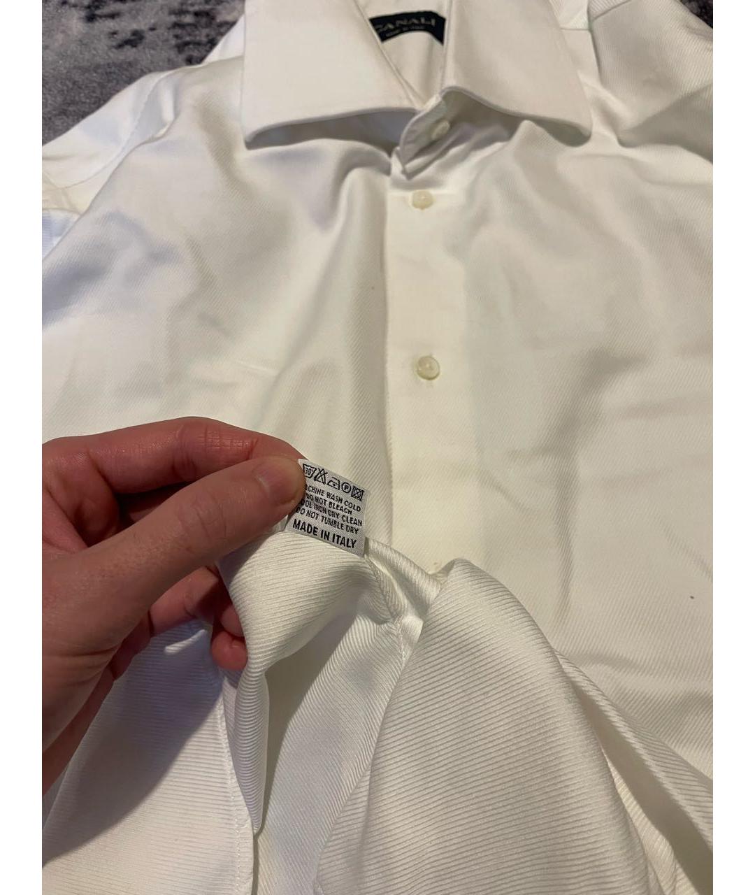 CANALI Белая хлопковая кэжуал рубашка, фото 6