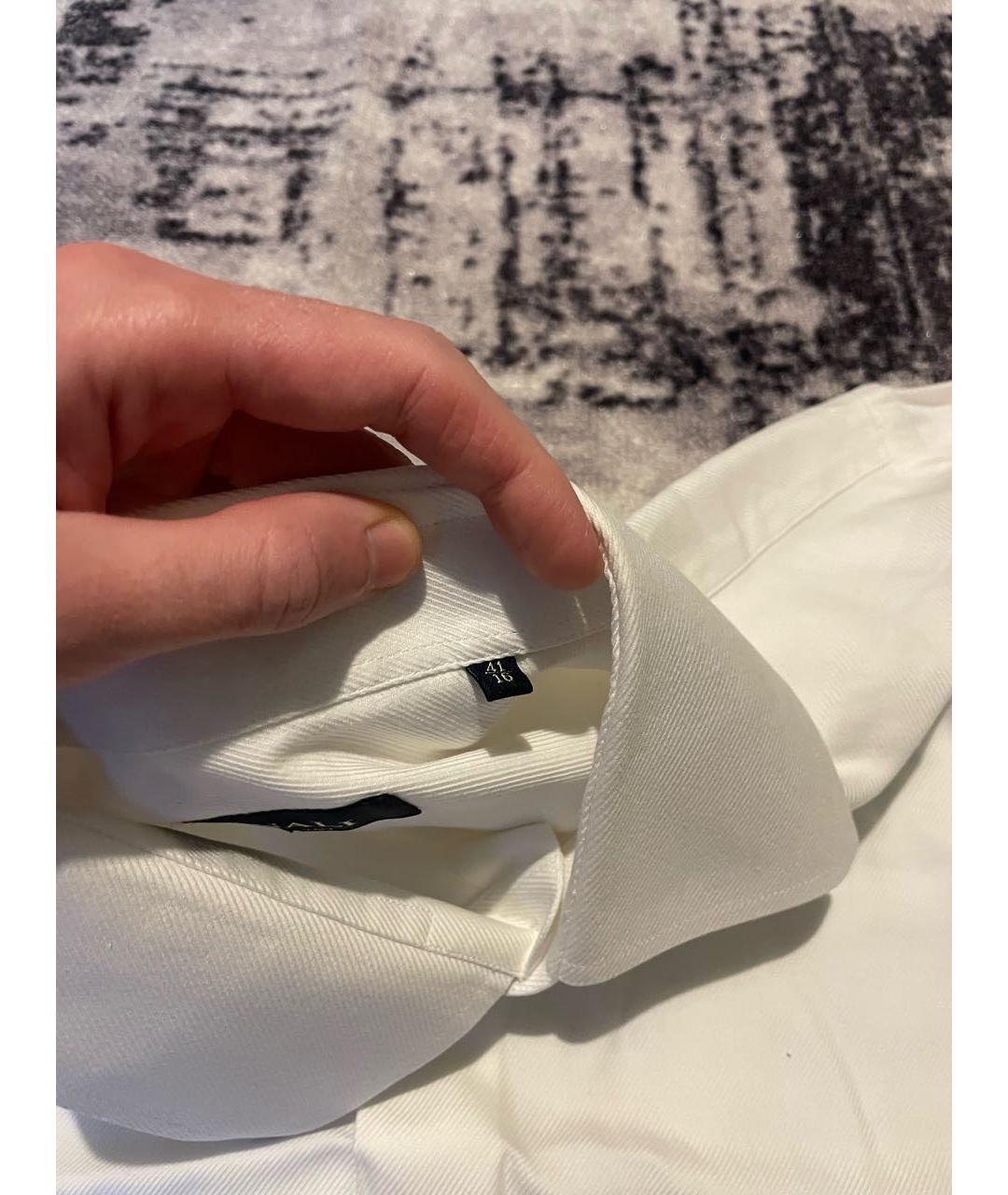 CANALI Белая хлопковая кэжуал рубашка, фото 4