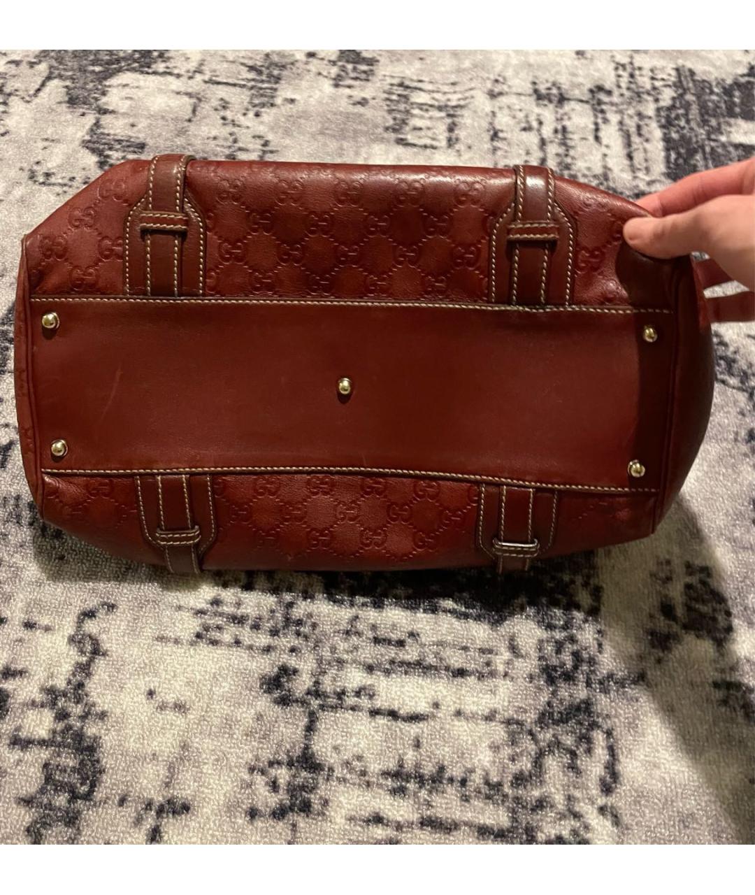 GUCCI Бордовая кожаная сумка с короткими ручками, фото 5