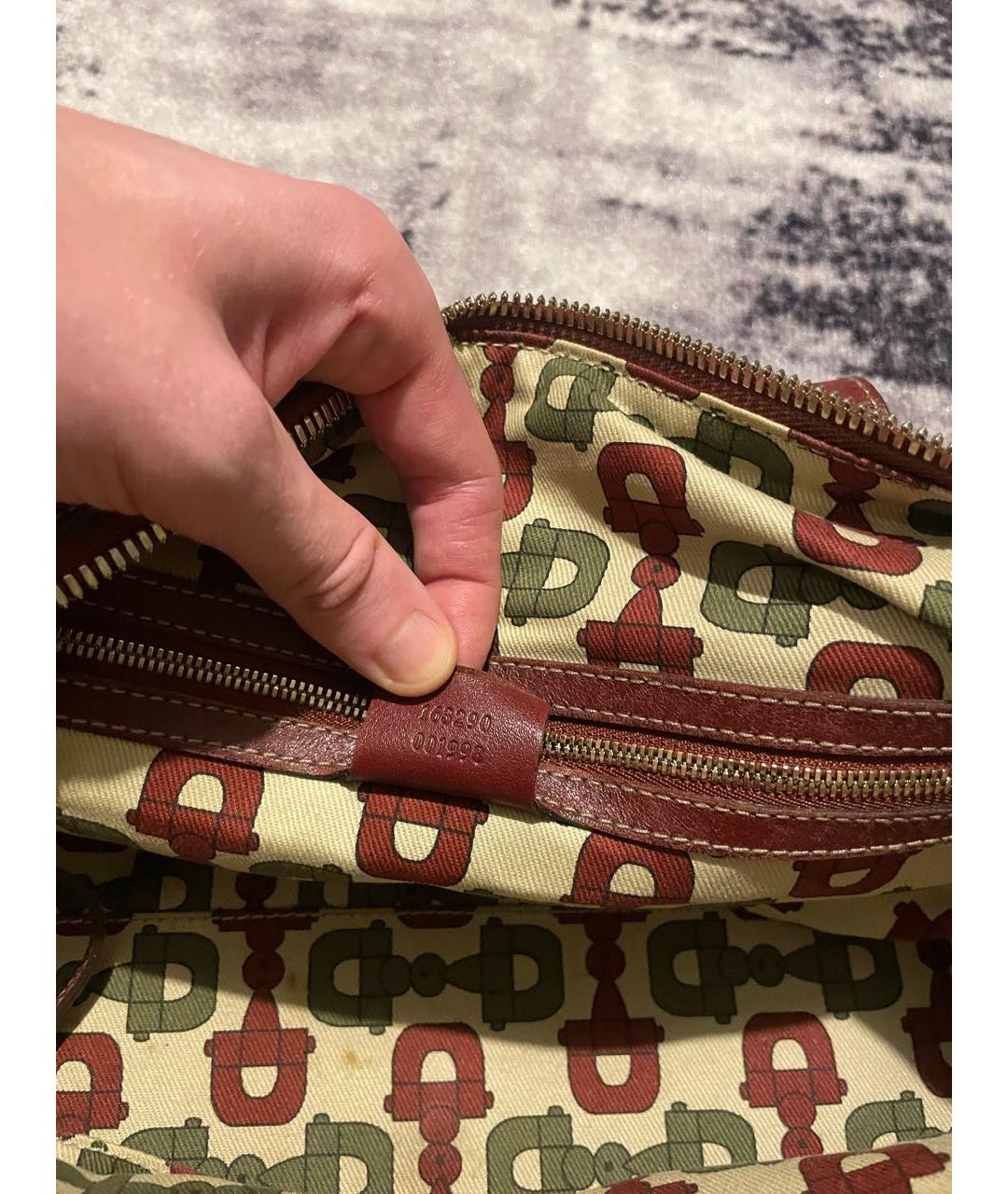 GUCCI Бордовая кожаная сумка с короткими ручками, фото 7