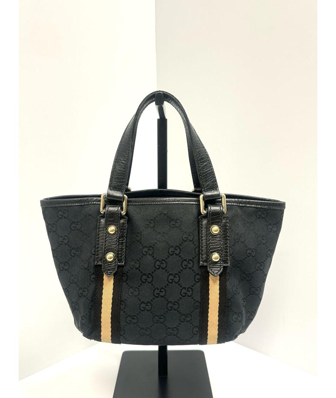 GUCCI Черная жаккардовая сумка тоут, фото 2