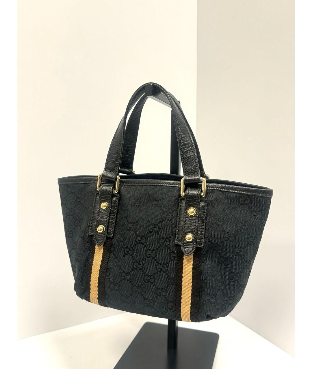 GUCCI Черная жаккардовая сумка тоут, фото 3