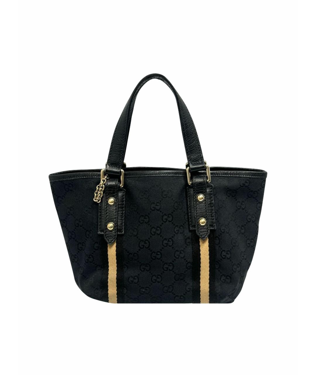 GUCCI Черная жаккардовая сумка тоут, фото 1