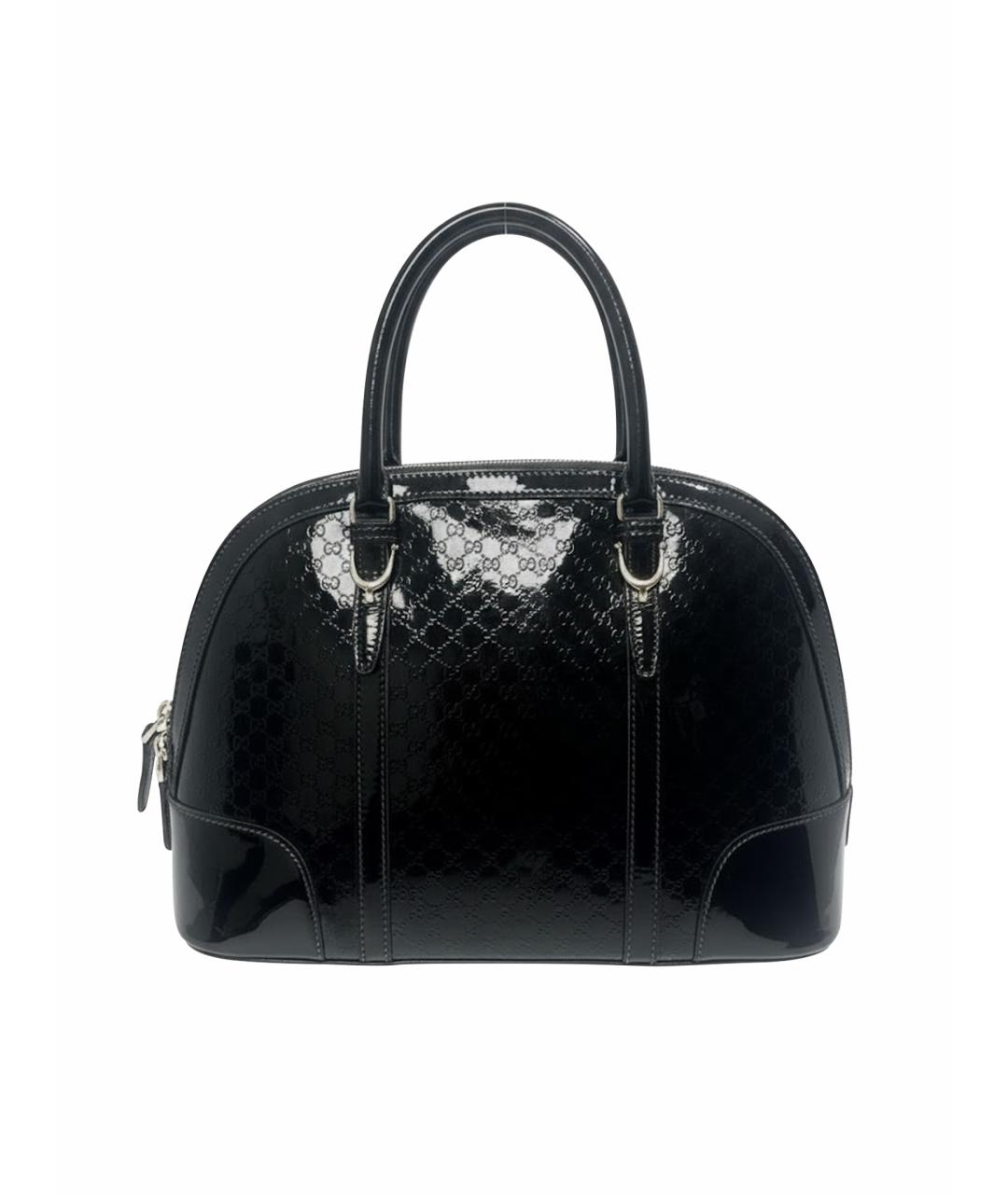 GUCCI Черная сумка с короткими ручками из лакированной кожи, фото 1
