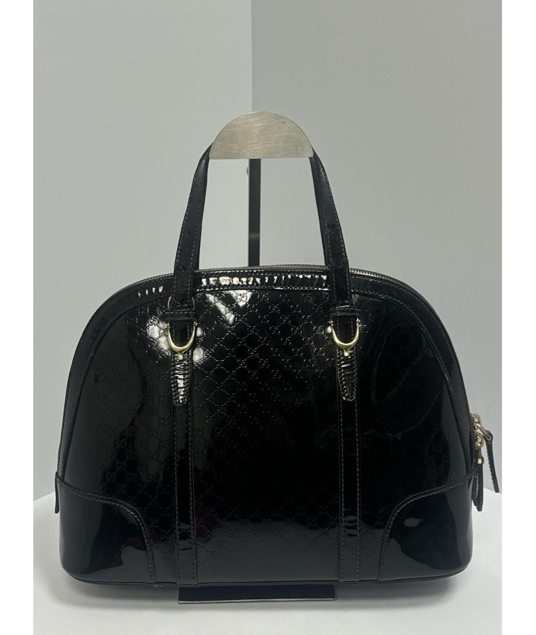 GUCCI Черная сумка с короткими ручками из лакированной кожи, фото 2